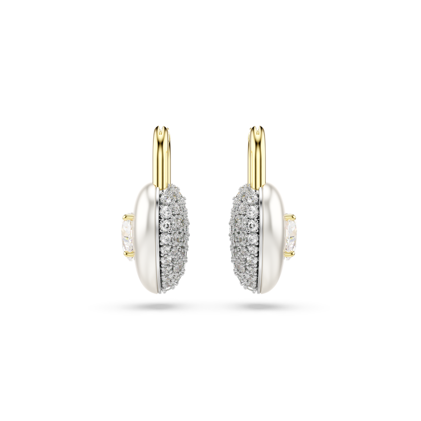 swarovski أقراط متدلية idyllia، قطع متنوع، شكل قلب، لون أبيض، طلاء باللون الذهبي