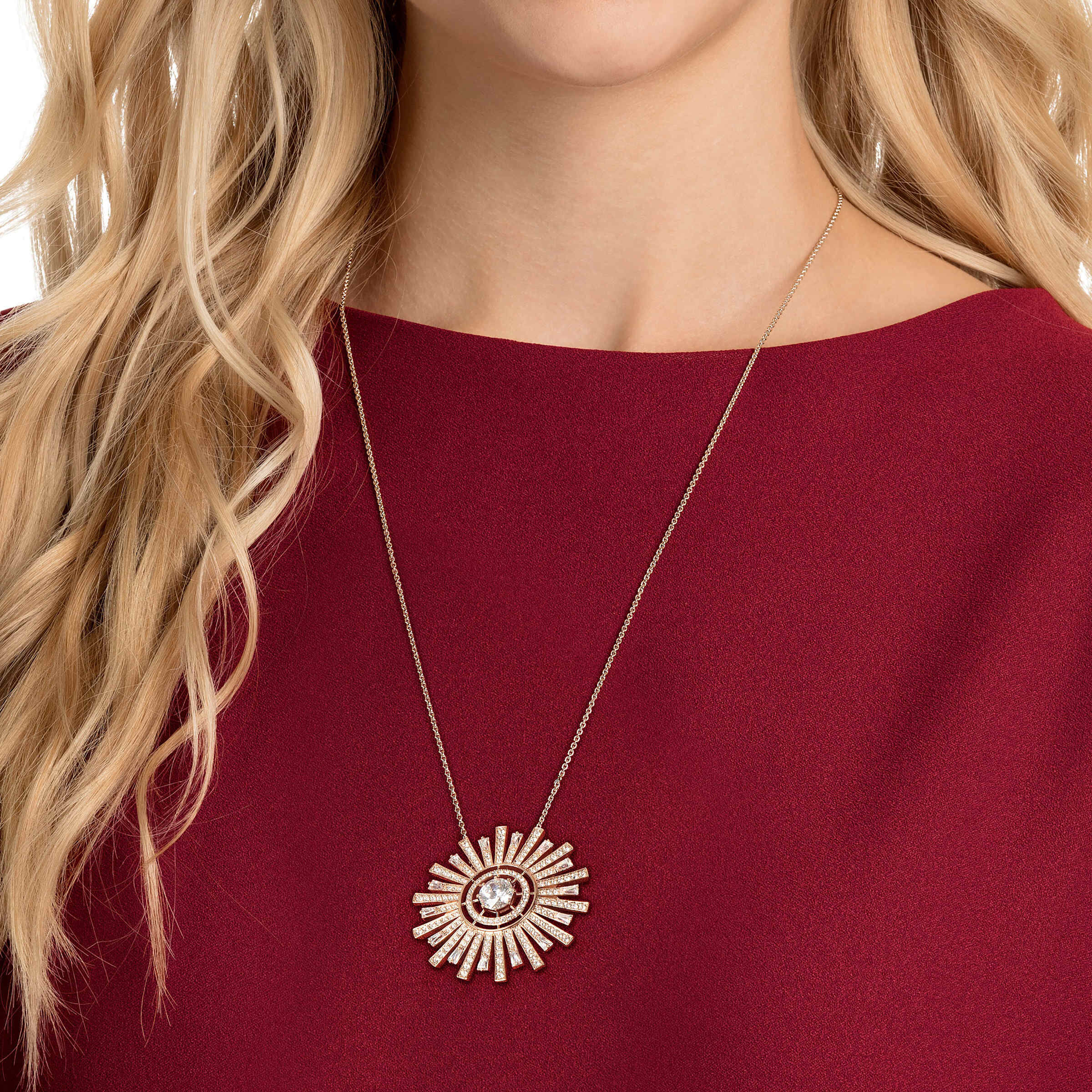 swarovski عقد sunshine، لون أبيض، طلاء ذهبي وردي