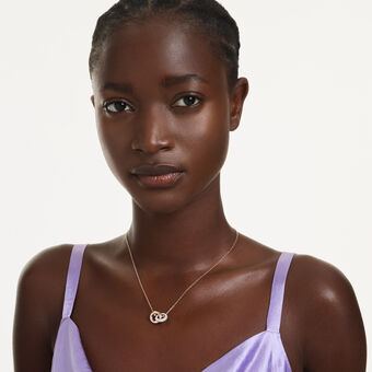 swarovski قلادة dextera، قطع مستدير، لون أبيض، طلاء باللون الذهبي الوردي