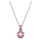 swarovski قلادة birthstone، قطع مربع، أكتوبر، لون وردي، طلاء روديوم