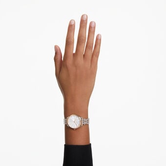 swarovski ساعة attract، صناعة سويسرية، سوار معدني، لون ذهبي وردي، لمسة نهائية باللون الذهبي الوردي