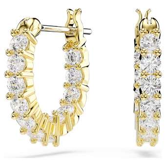 swarovski أقراط حلقية matrix vittore، قطع مُستدير، لون أبيض، لمسة نهائية من الذهب عيار 18 قيراط