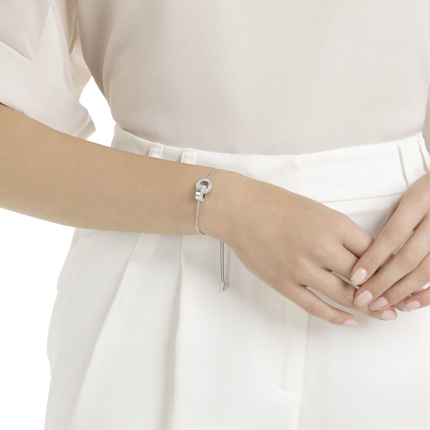 swarovski سوار hollow، حلقات متداخلة، لون أبيض، طلاء روديوم