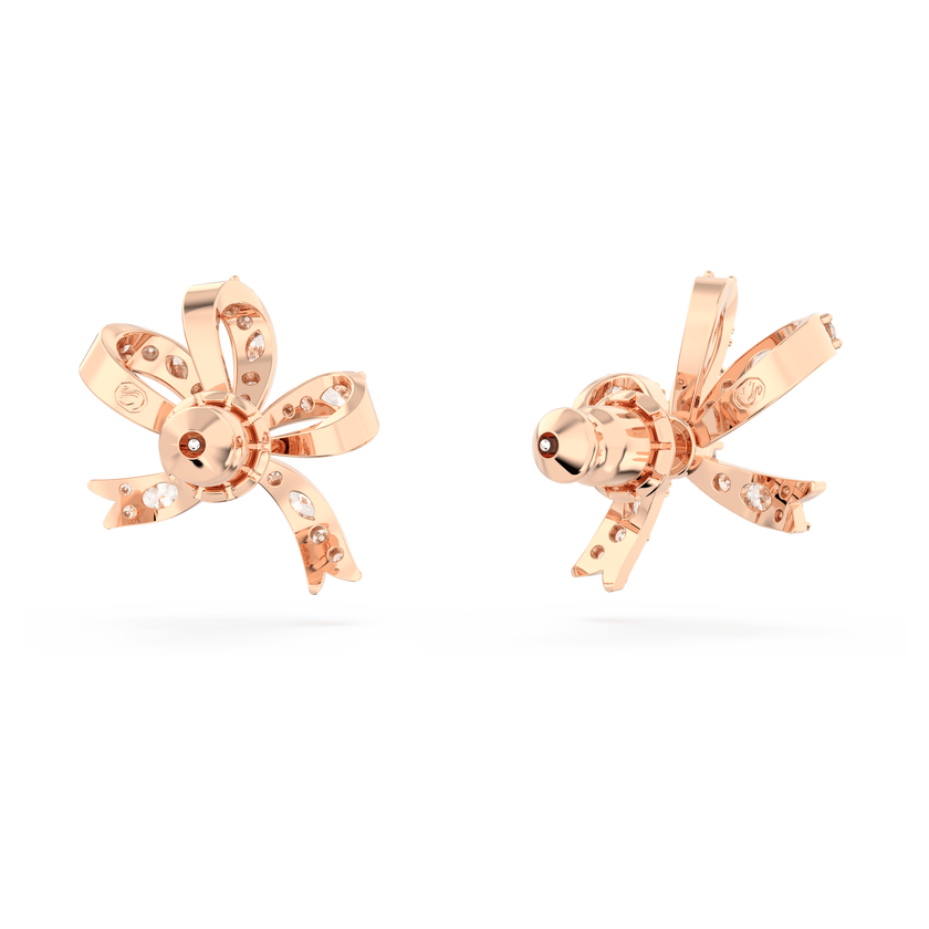 swarovski أقراط دبوسية hyperbola، على شكل قوس، حجم صغير، لون أبيض، طلاء بلون ذهبي وردي