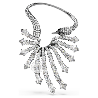 swarovski حلية الأذن the vienna collection، شكل بجعة، لون أبيض، طلاء روثينيوم