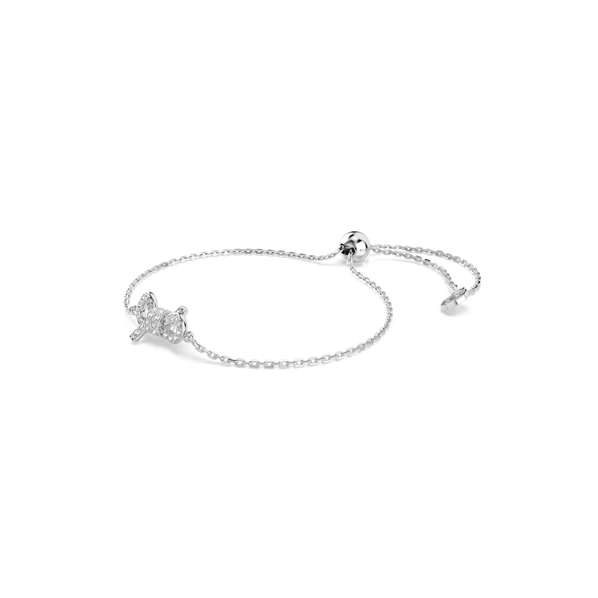 swarovski سوار lifelong، أحجار كريستال صغيرة متراصة، شكل أنشوطة، لون أبيض، طلاء روديوم