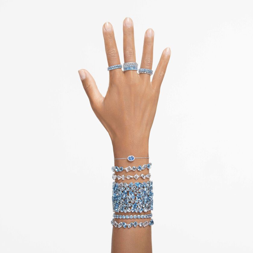swarovski سوار matrix tennis، قطع مستدير، لون أزرق، طلاء روديوم