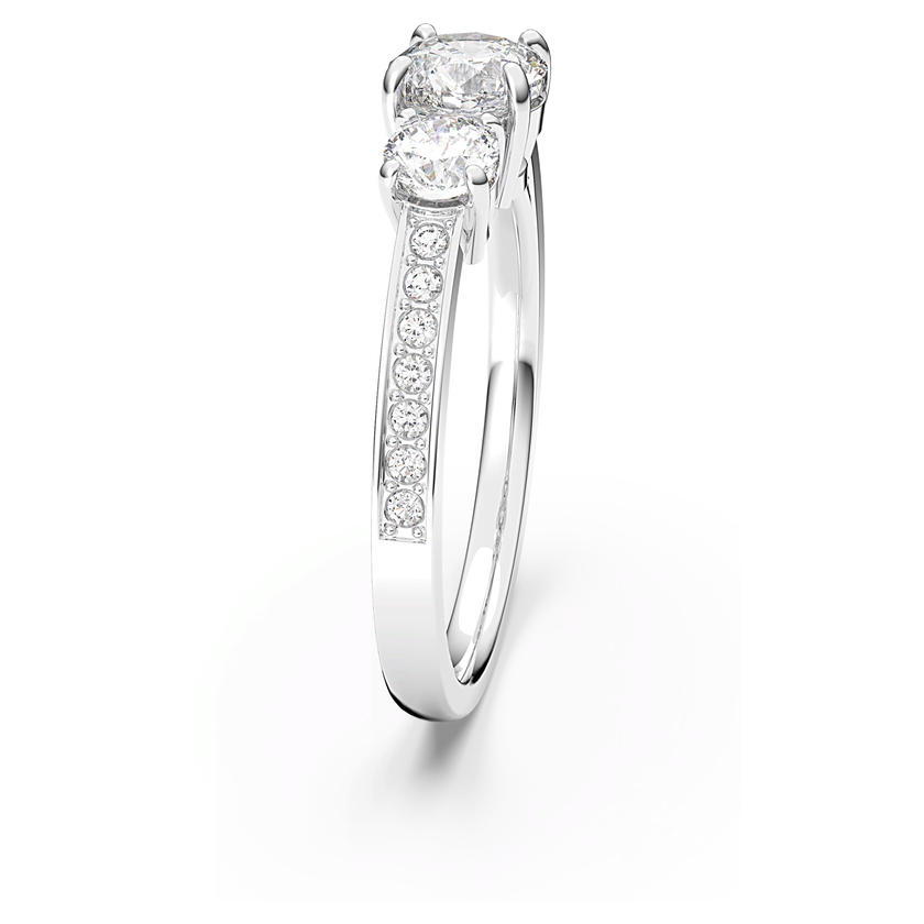 swarovski خاتم attract trilogy دائري،  لون أبيض،  طلاء روديوم
