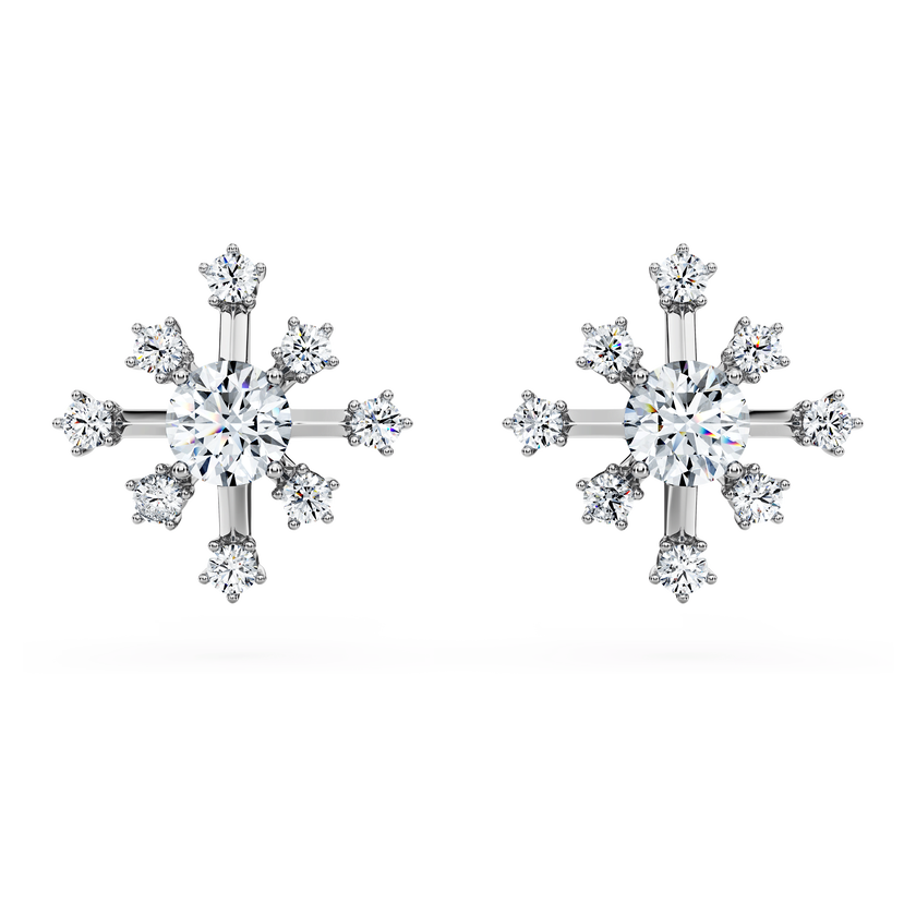 swarovski أقراط دبوسية galaxy، ألماس مُصنع في المختبر بإجمالي 0 5 قيراط، شكل دائري، ذهب أبيض عيار 18