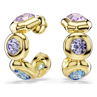 swarovski gema hoop earrings  mixed cuts  multicolored  gold tone plated