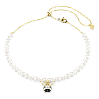 swarovski idyllia choker  crystal pearl  mixed cuts  bee  white  gold tone plated