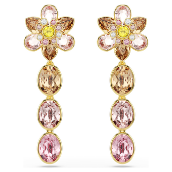 swarovski idyllia drop earrings mixed cuts flower multicolored gold tone plated