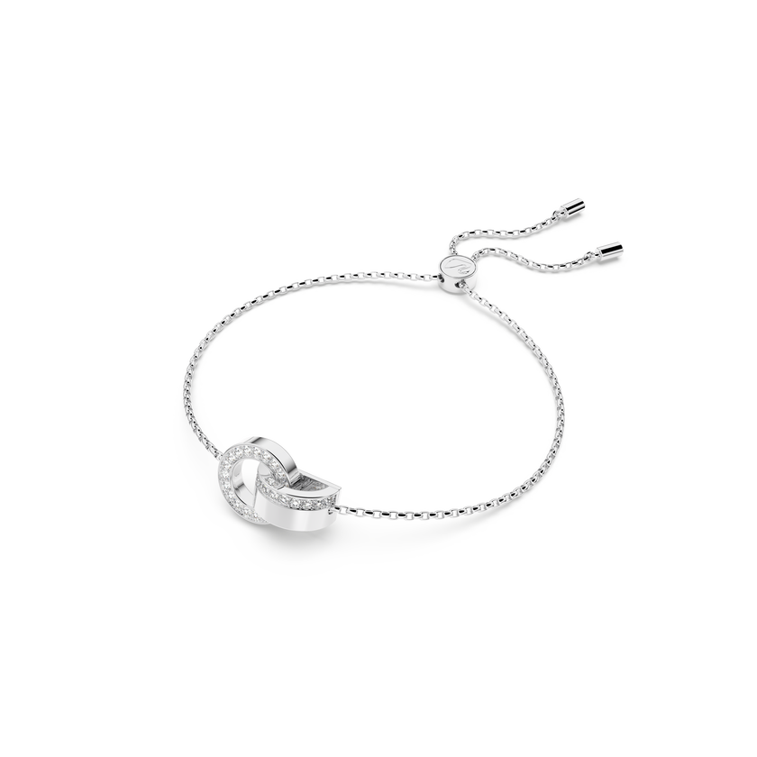 swarovski سوار hollow، حلقات متداخلة، لون أبيض، طلاء روديوم