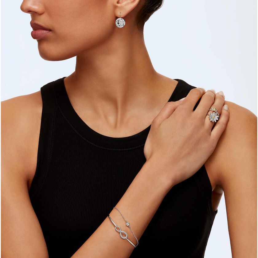 swarovski مجموعة خواتم eternal flower، لون أصفر، لمسة نهائية من معادن مختلطة