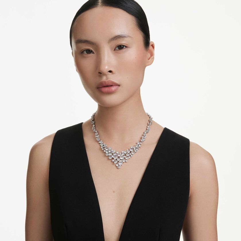 swarovski عقد constella، قطع متنوع، قفل، لون أبيض، طلاء روديوم