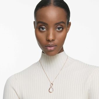 swarovski قلادة exist، على شكل علامة لانهاية، لون أبيض، طلاء ذهبي وردي