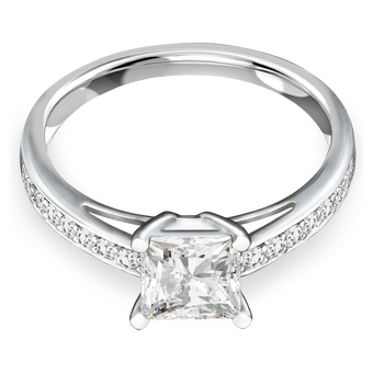 swarovski خاتم attract، أحجار كريستال صغيرة متراصة، لون أبيض، طلاء روديوم