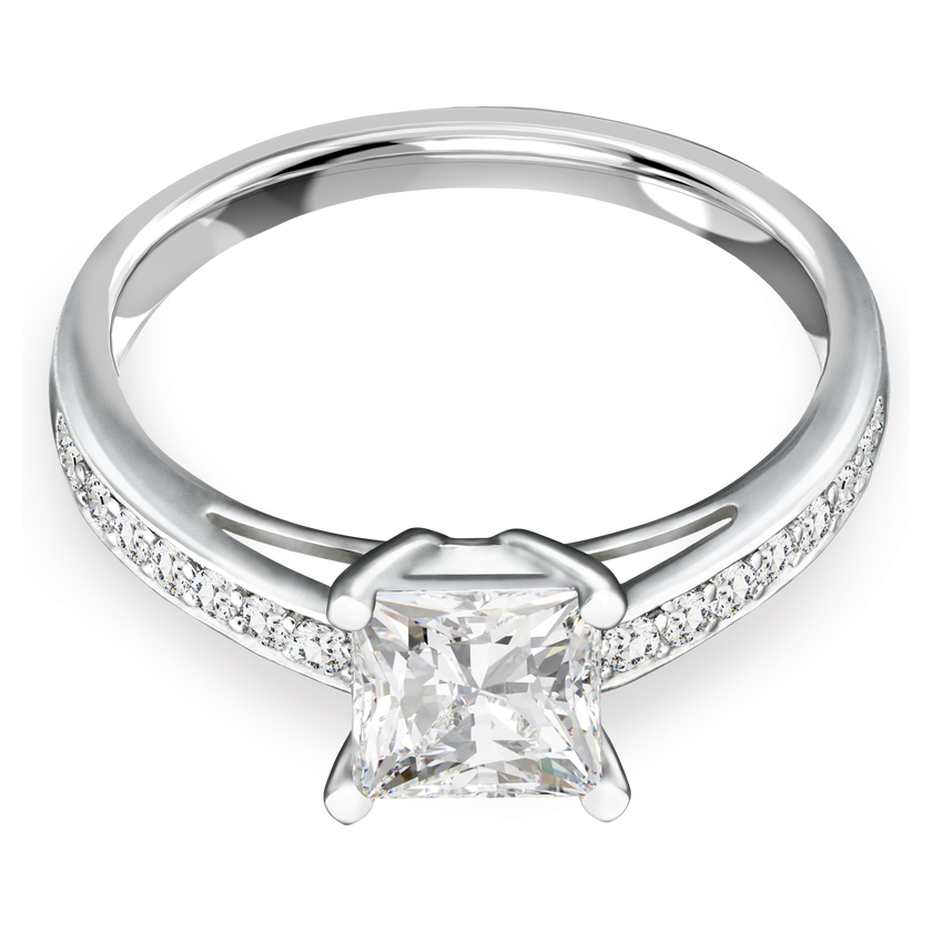 swarovski خاتم attract، pav ، لون أبيض، طلاء روديوم