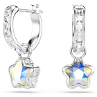 swarovski أقراط متدلية chroma، قطع متنوع، نجمة، لون أبيض، طلاء روديوم