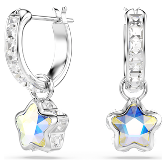swarovski أقراط متدلية chroma، قطع متنوع، شكل نجمة، لون أبيض، طلاء روديوم