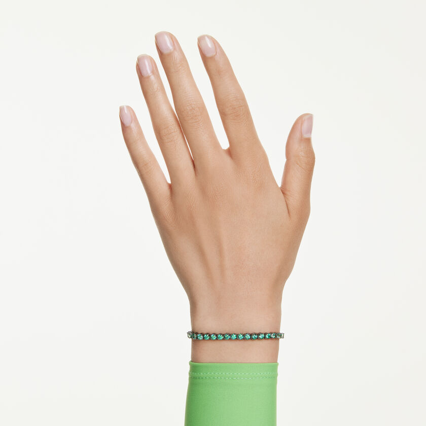 swarovski سوار matrix tennis، قطع مستدير، لون أخضر، طلاء روثينيوم