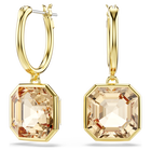 swarovski millenia drop earrings square cut caramel gold tone plated
