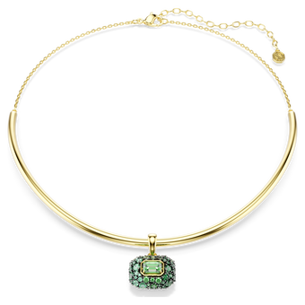 swarovski عقد شوكر sublima، قطع مثمن، لون أخضر، لمسة نهائية من الذهب عيار 18 قيراط