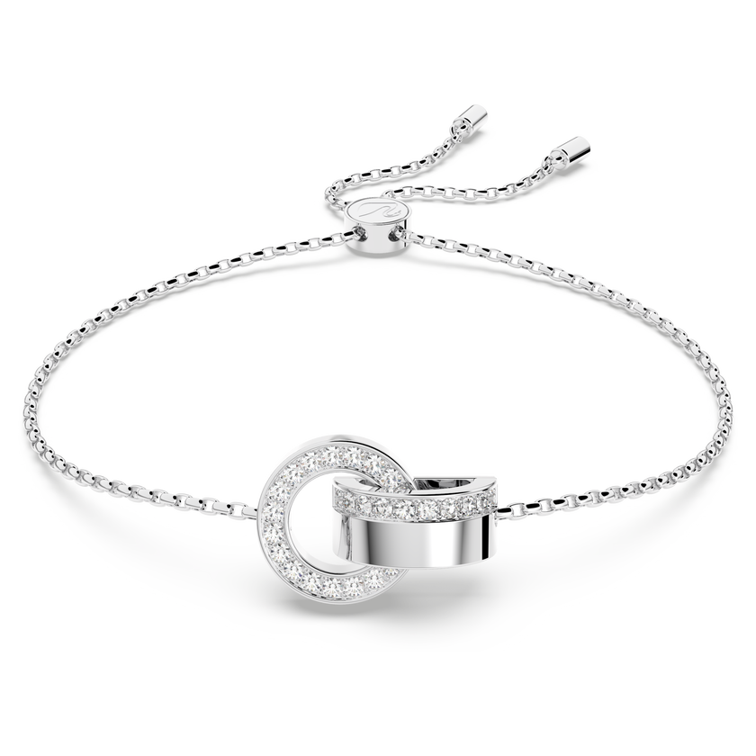 swarovski سوار hollow، حلقات متداخلة، لون أبيض، طلاء روديوم