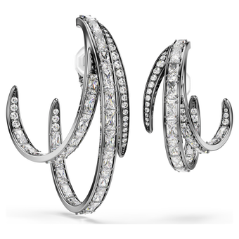 swarovski طقم حلية للأذن من 3 قطع the vienna collection، شكل ريشة، لون أبيض، طلاء روثينيوم