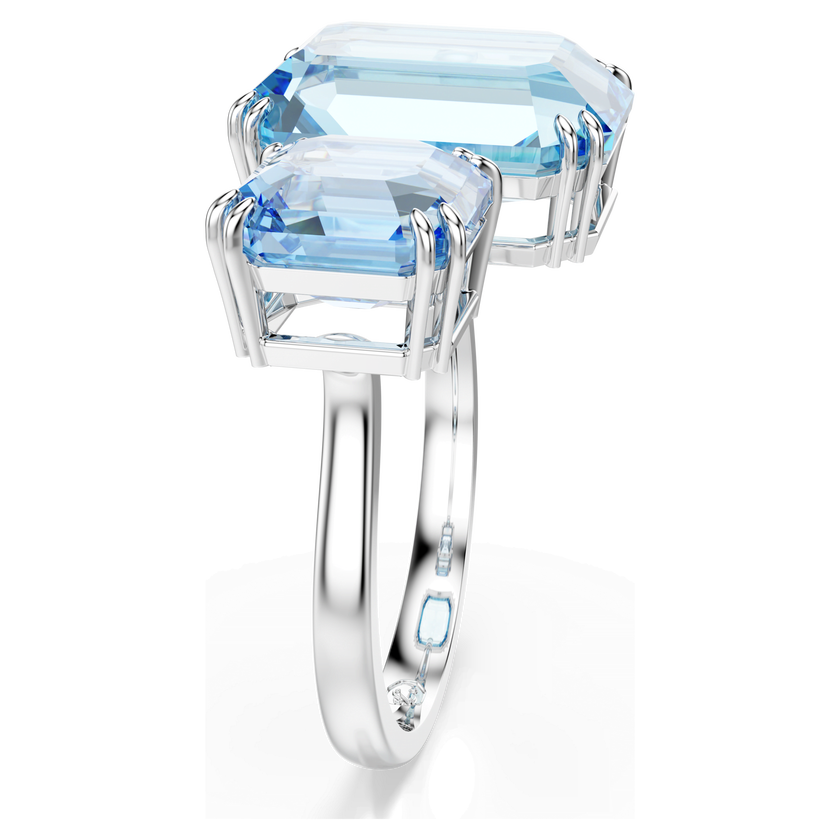 swarovski خاتم مفتوح millenia، مثمن، لون أزرق، طلاء روديوم
