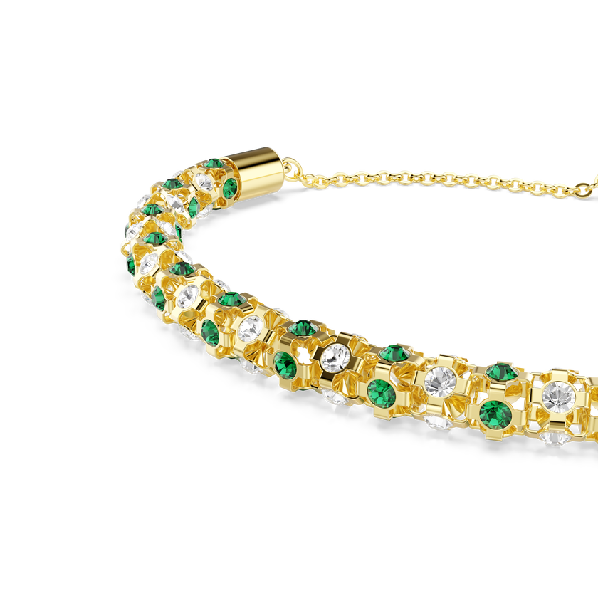 swarovski سوار dextera، قطع مستدير، لون أخضر، لمسة نهائية باللون الذهبي