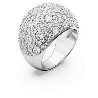 swarovski خاتم كوكتيل sublima، على شكل هلال، لون أبيض، طلاء روديوم