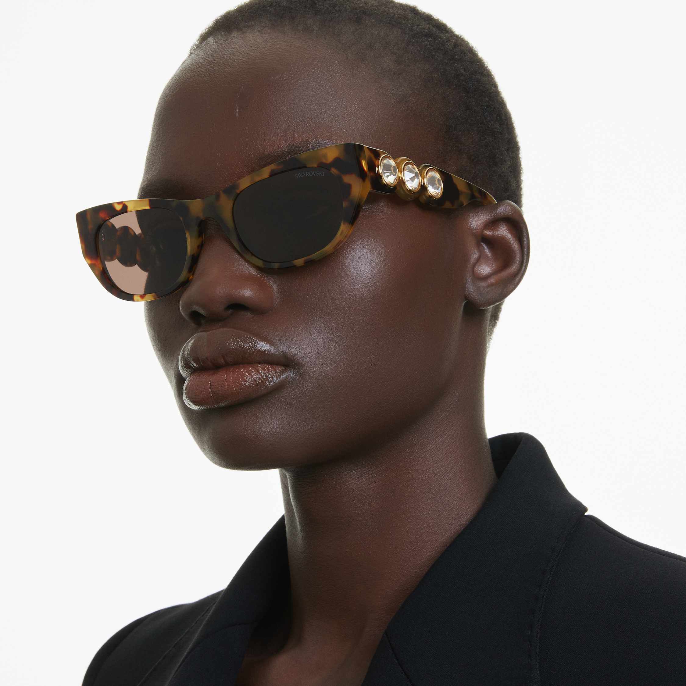 swarovski نظارة شمسية، شكل بيضاوي، sk6022، لون بني