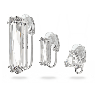 swarovski قرط mesmera مشبك، منفرد، مزدان بكريستال مستطيل، لون أبيض، طلاء روديوم