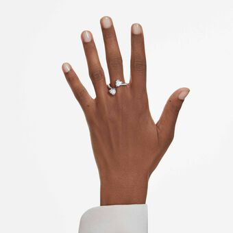 swarovski خاتم مفتوح mesmera attract، قطع على شكل قلب، كريستالات مُتراصَّة، شكل قلب، لون أبيض، لمسة نهائية باللون الفضي
