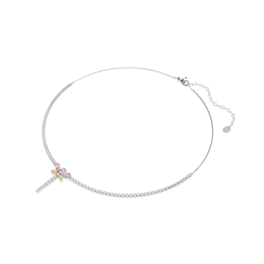 عقد ariana grande x swarovski tennis على شكل حرف y، قطع متنوع، شكل يعسوب، ألوان متعددة، طلاء روديوم
