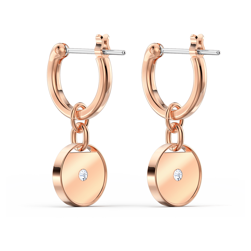 swarovski أقراط ginger حلقية صغيرة للأذن المثقوبة، لون أبيض، طلاء ذهبي وردي