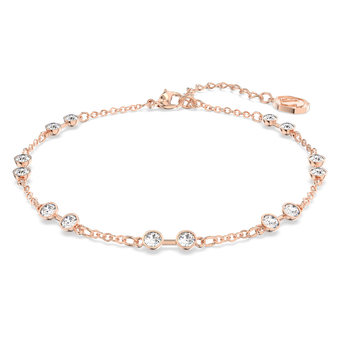 swarovski سوار منسدل من مجموعة remix collection من سواروفسكي، قطع مستدير، لون أبيض، طلاء باللون الذهبي الوردي