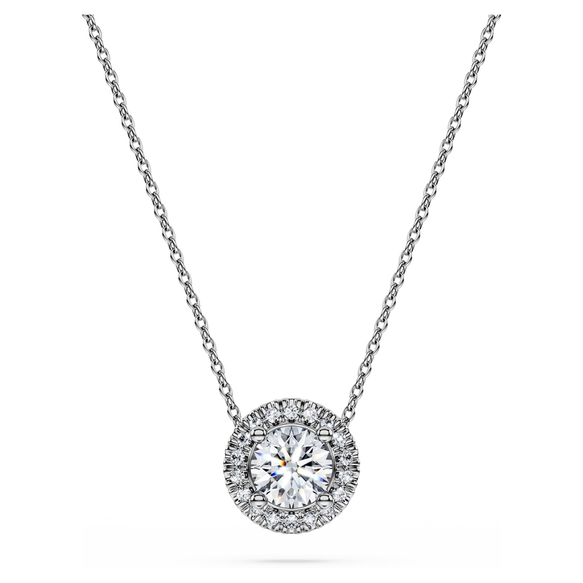 swarovski قلادة سوليتير eternity، ألماس مُصنع في المختبر بإجمالي 0 59 قيراط، شكل دائري، ذهب أبيض عيار 18