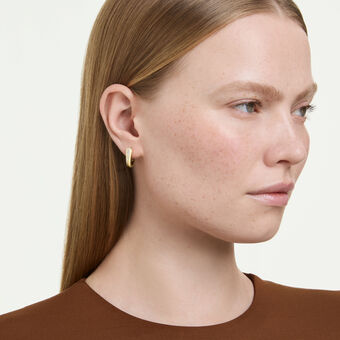 swarovski أقراط حلقية classica، قطع مستدير، لون أبيض، فضة استرليني، لمسة نهائية من الذهب عيار 18 قيراط