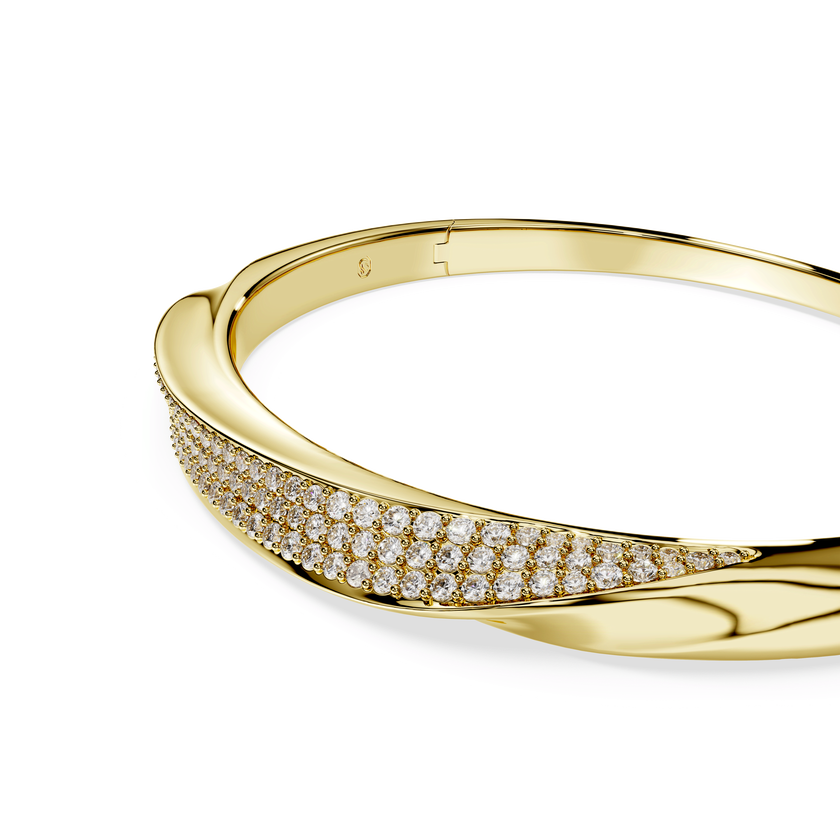 swarovski سوار classica، قطع مستدير، لون أبيض، فضة استرليني، لمسة نهائية من الذهب عيار 18 قيراط