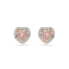 swarovski أقراط دبوسية one، قطع على شكل قلب، أحجار كريستال صغيرة متراصة، شكل قلب، لون وردي، لمسة نهائية من معادن مختلطة