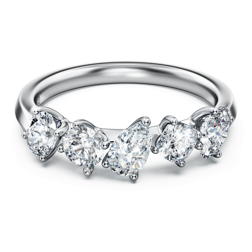 swarovski خاتم galaxy، ألماس مُصنع في المختبر بإجمالي 1 قيراط، أشكال متنوعة، ذهب أبيض عيار 18