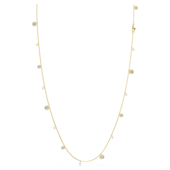 swarovski سلسلة una angelic، لآلئ كريستال، قطع مستدير، لون أبيض، طلاء باللون الذهبي