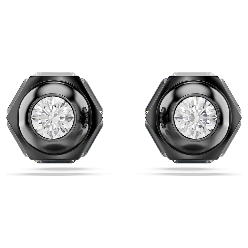 swarovski أقراط دبوسية numina، قطع مُستدير، لون أبيض، طلاء روثينيوم