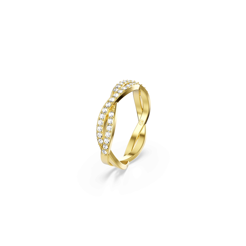 swarovski خاتم infinity، ترصيع بافيه، لون أبيض، لمسة نهائية من الذهب عيار 18 قيراط