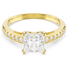 swarovski خاتم attract، قطع مربع، ترصيع بافيه، لون أبيض، لمسة نهائية من الذهب عيار 18 قيراط