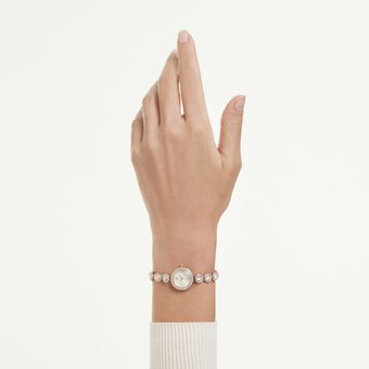 swarovski ساعة una angelic، سوار كريستال، لون ذهبي وردي، لمسة نهائية باللون الذهبي الوردي