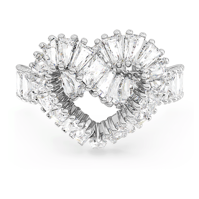swarovski خاتم matrix كوكتيل، قطع متنوع، على شكل قلب، لون أبيض، طلاء روديوم