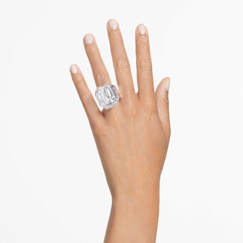 swarovski خاتم كوكتيل lucent، قطع مثمن، لون أبيض